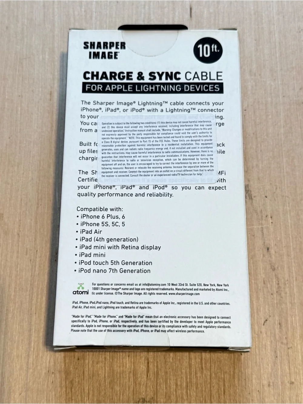 Sharper Image 10ft USB Charging Cable Pink for Apple iPhone iPad iPod Brand New!
